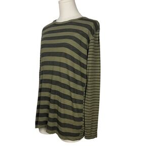 Another Love Roni Striped Safari/Black Long Sleeve Tee Shirt Size Small Casual‎